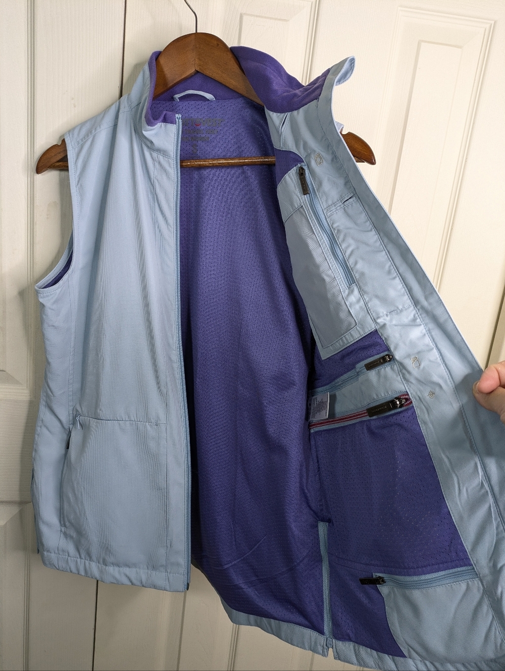 SCOTTeVEST Best Travel Vest Small Slate Blue Grape 24 Pocket Water Repellent Uti - Picture 7 of 13